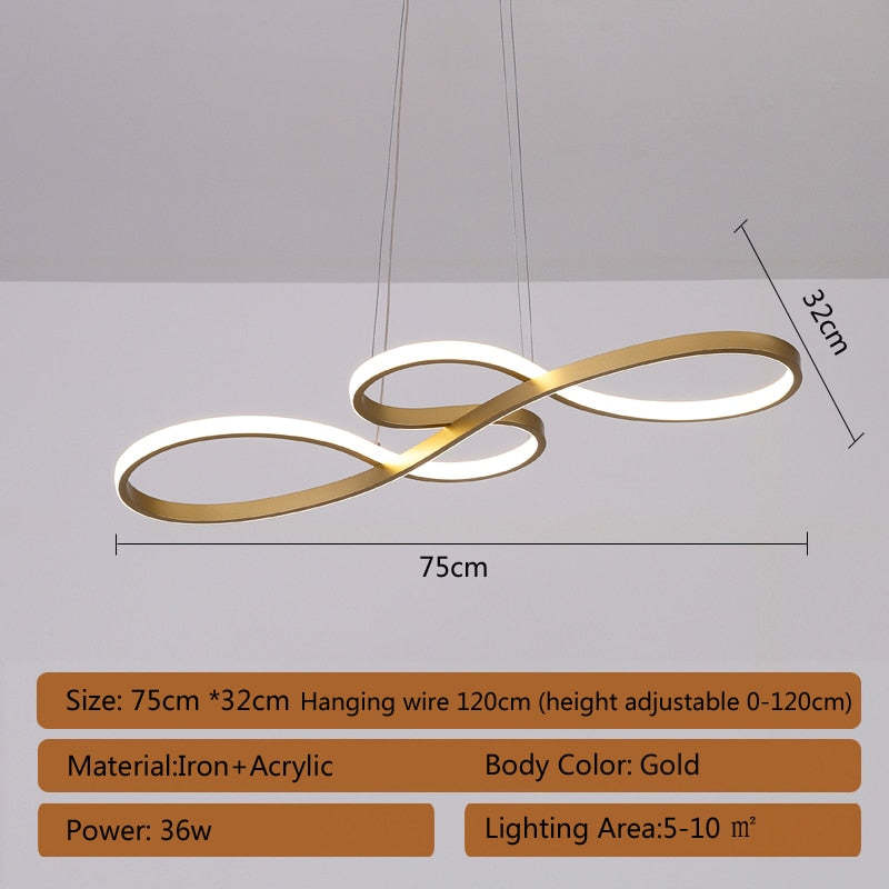Arisha Lampada a Sospensione Lineare Moderna Nero/Oro/Bianco
