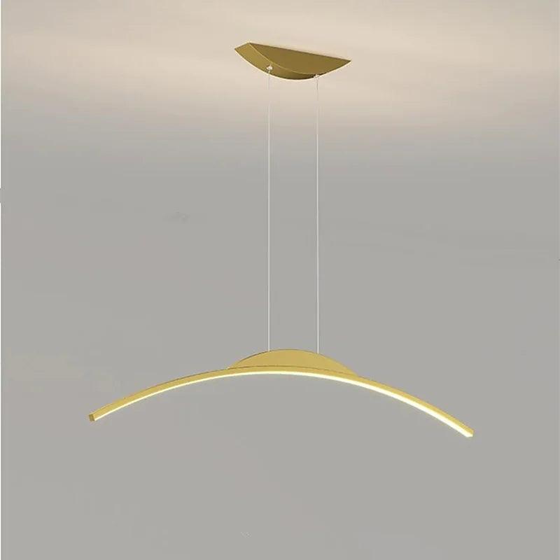 Arisha Minimalista LED Lampada a Sospensione Metallo Telecomando Lineare Nera Soggiorno/Camera da Letto