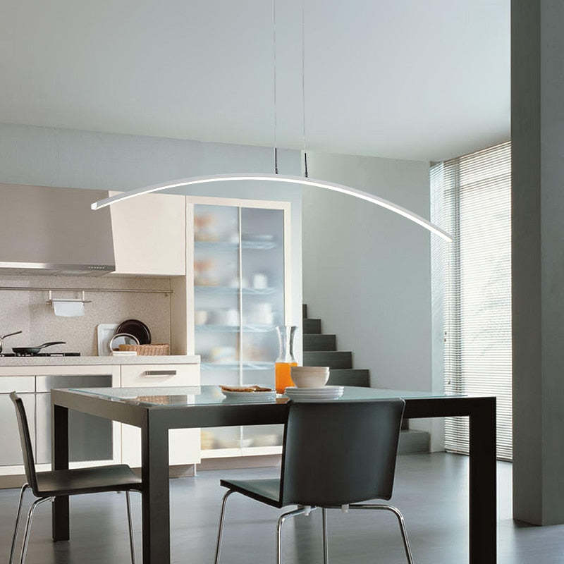 Arisha Moderna LED Curvo Lineare Lampada a Sospensione Nero/Bianco Sala da Pranzo/Soggiorno/Camera da Letto