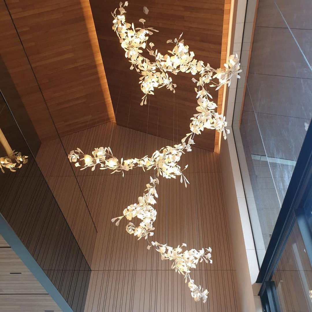 Olivia Design Bellissimo LED Lampade a Sospensione Irregolare Ginkgo Biloba Metallo Ceramico Soggiorno