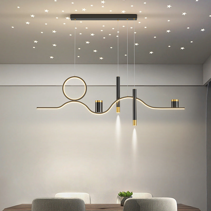 Madina Moderno LED Lampade a Sospensione Metallo Nero Lineare Cielo Stellato Soggiorno/Camera da Letto