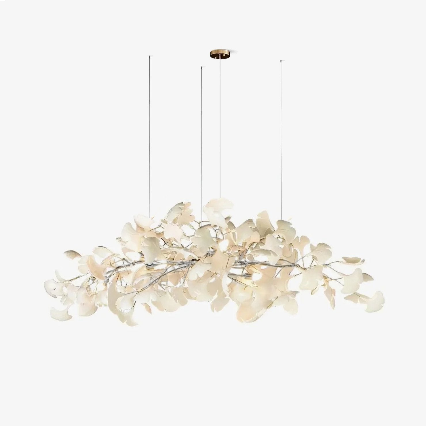 Olivia Lampadario Gingko Stile Art Déco con Foglie Inclinate Verso il Basso