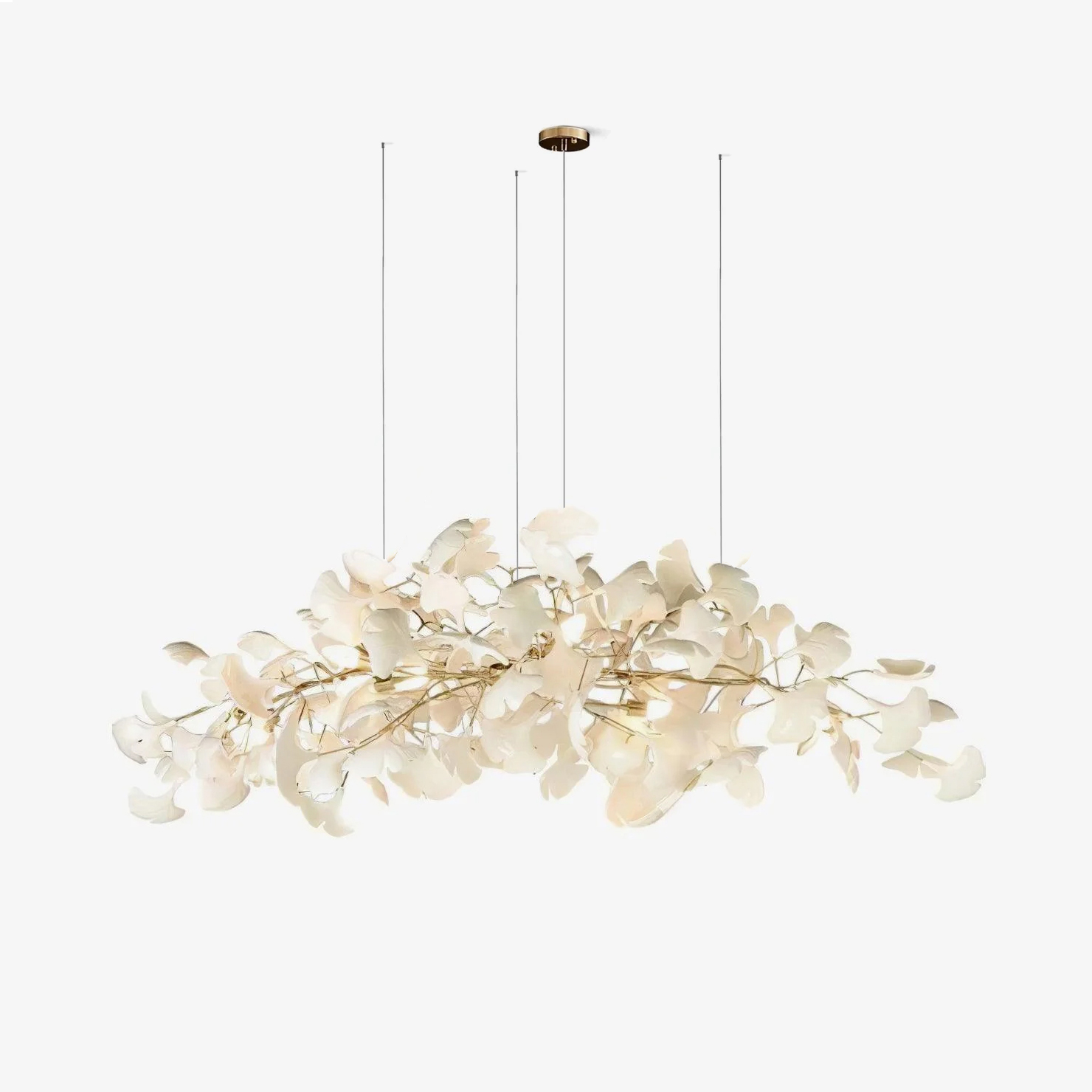 Olivia Lampadario Gingko Stile Art Déco con Foglie Inclinate Verso il Basso