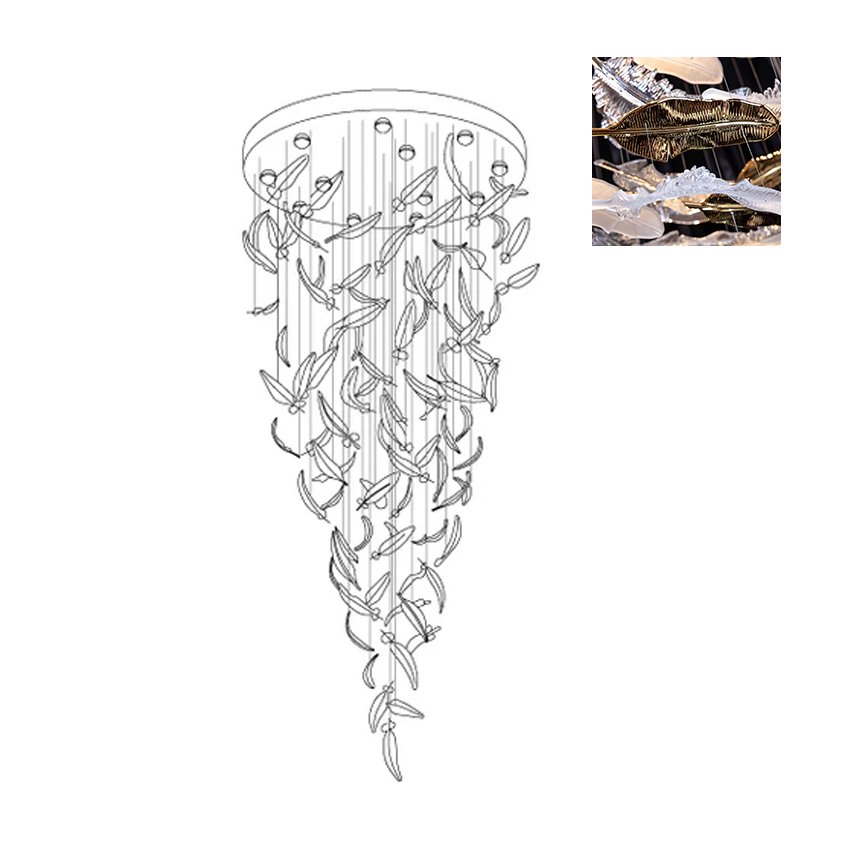 Aetherial Glass Leaf Chandelier - Blowlighting