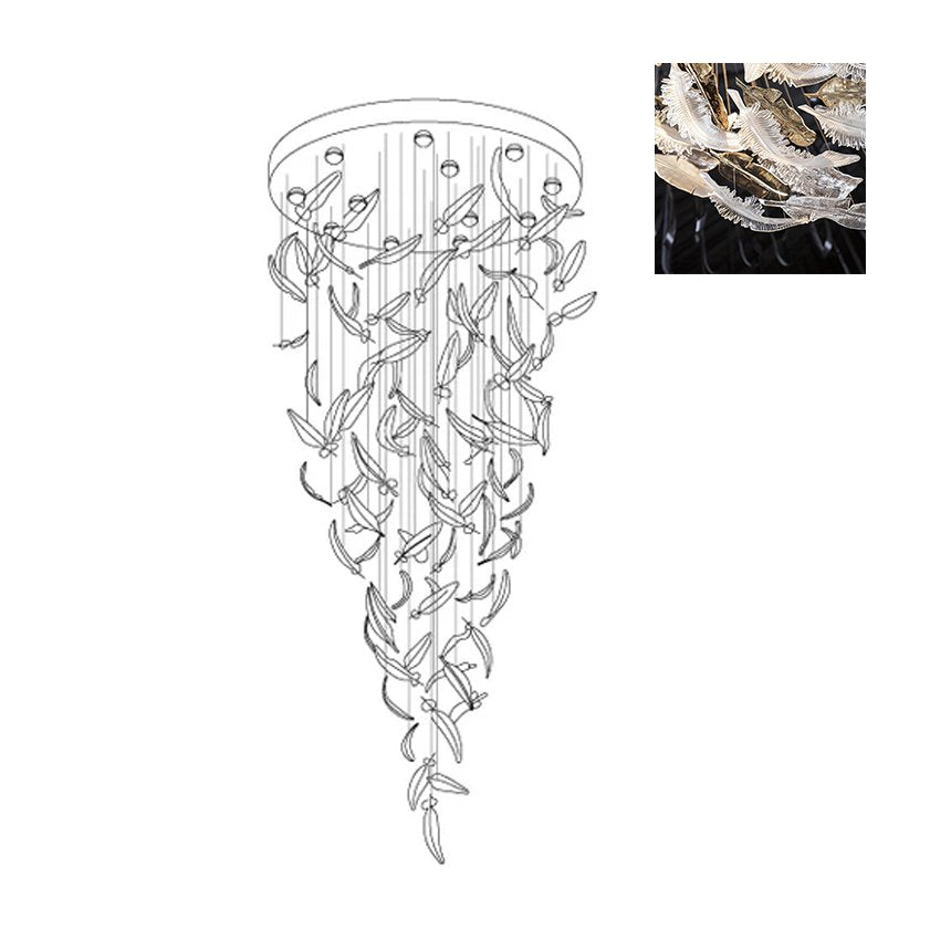 Aetherial Glass Leaf Chandelier - Blowlighting