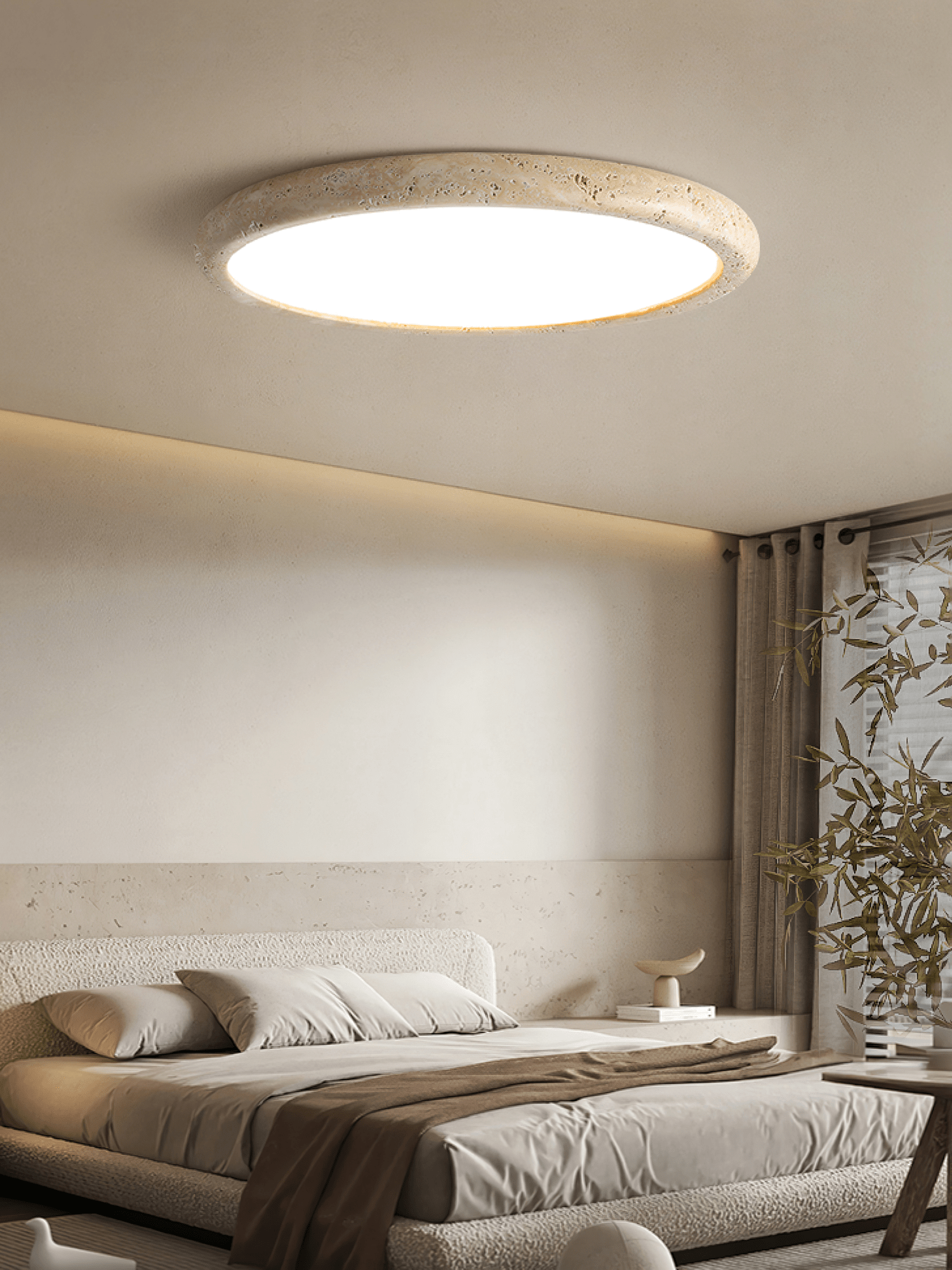 Aurrina Ring Frame Travertine Ceiling Light - Neutralighting