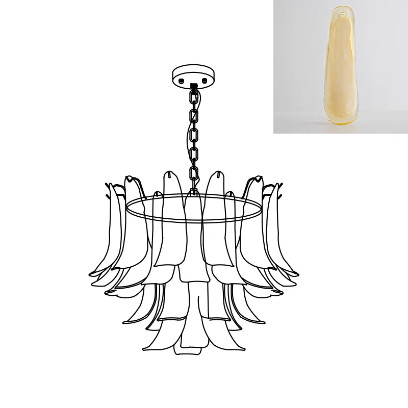 Aurora Chandelier Murano Glass Leaf Golden - Blowlighting
