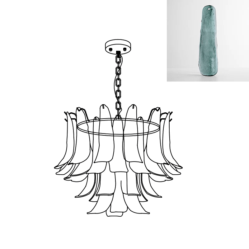 Aurora Chandelier Murano Glass Leaf Golden - Blowlighting