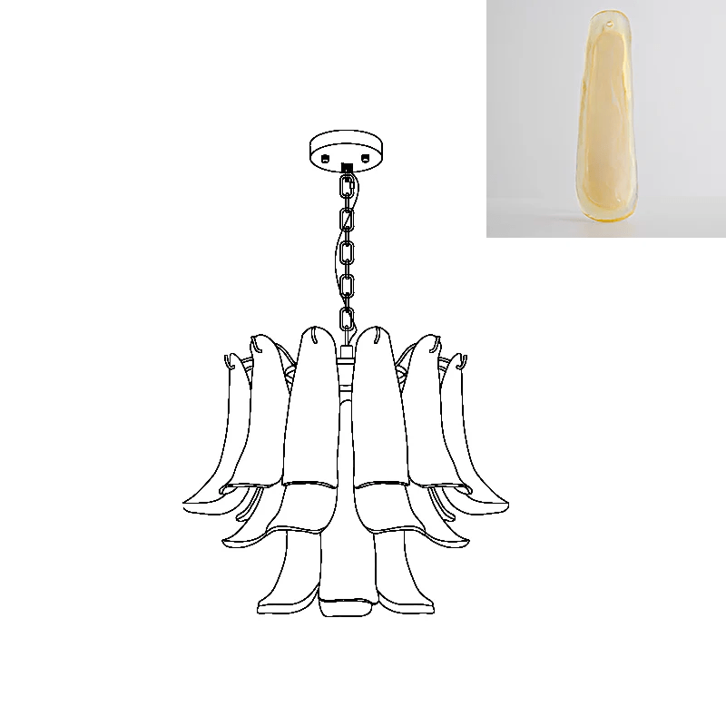 Aurora Chandelier Murano Glass Leaf Golden - Blowlighting