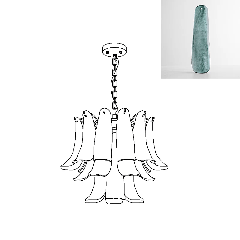 Aurora Chandelier Murano Glass Leaf Golden - Blowlighting