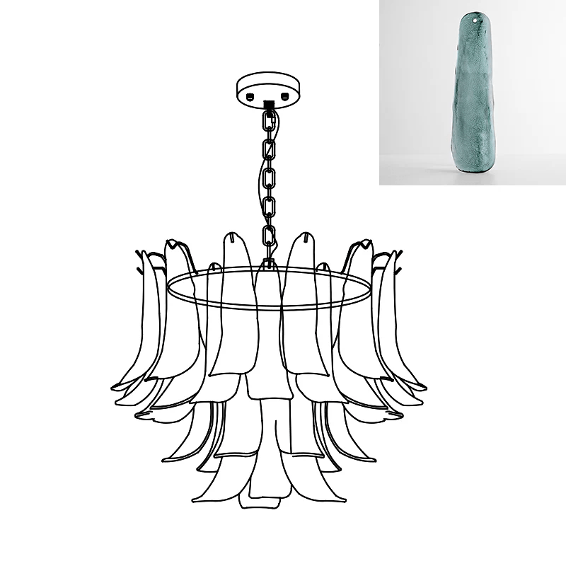 Aurora Chandelier Murano Glass Leaf Golden - Blowlighting