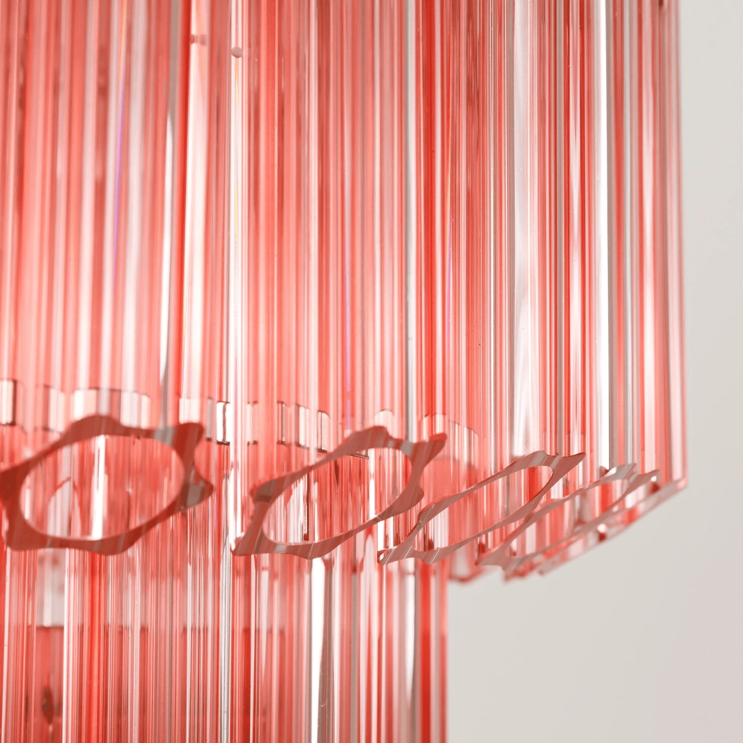 Aurora Chandelier Pink Glass Tube Layered Diamond - Neutralighting
