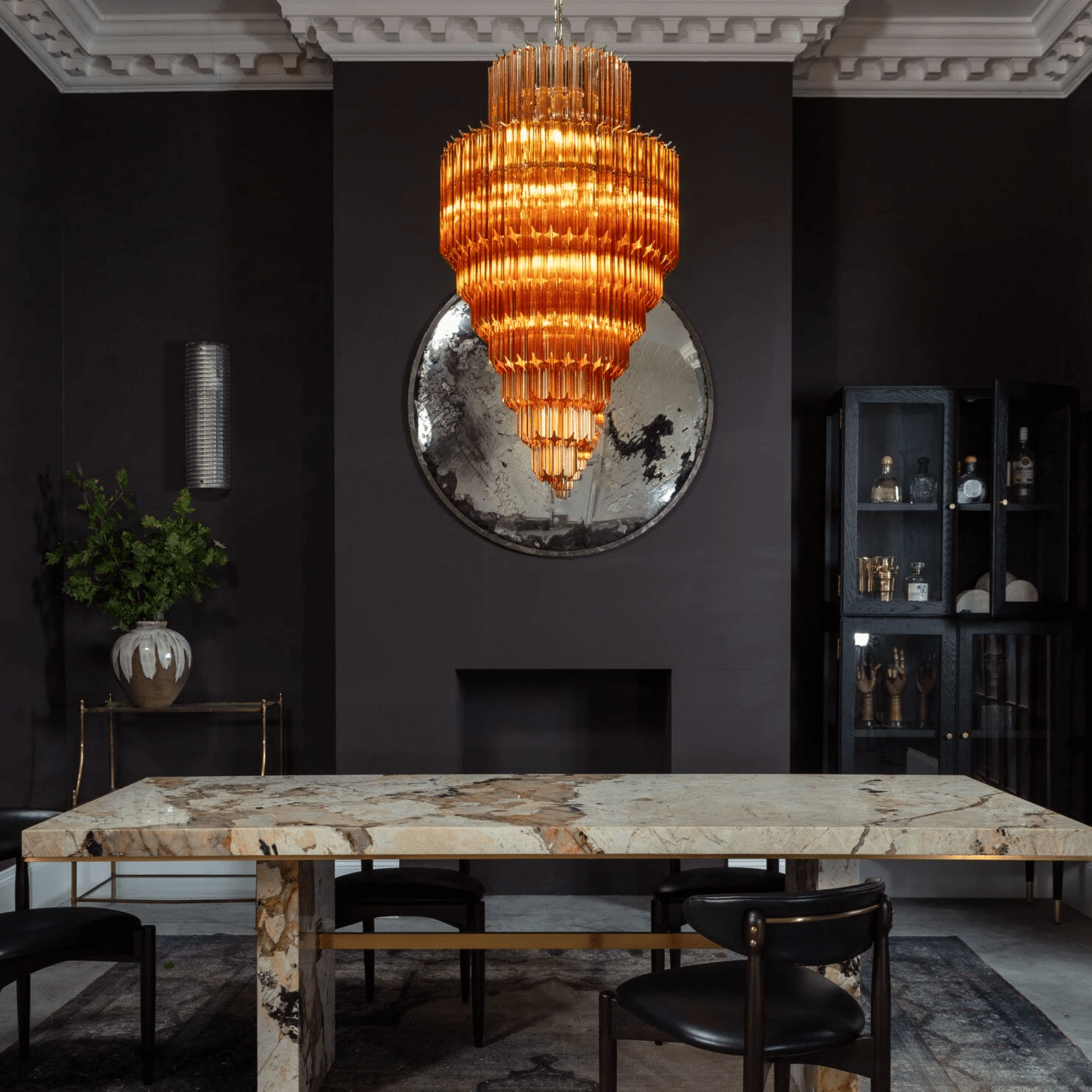 Aurora Chandelier Amber Diamond Glass Layered Retro - Neutralighting