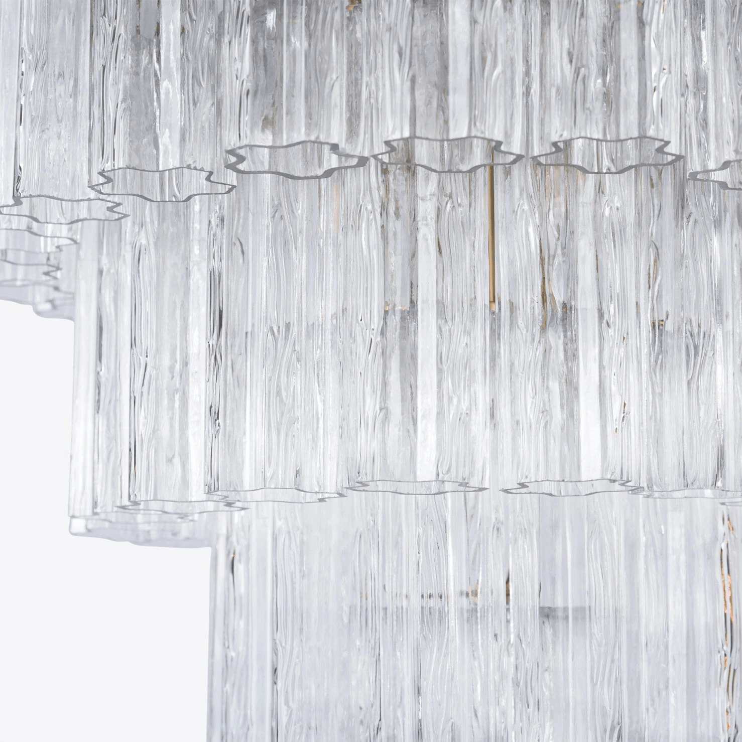 Aurora Chandelier Five Tier Fluted Glass Grande Mid Century - Neutralighting