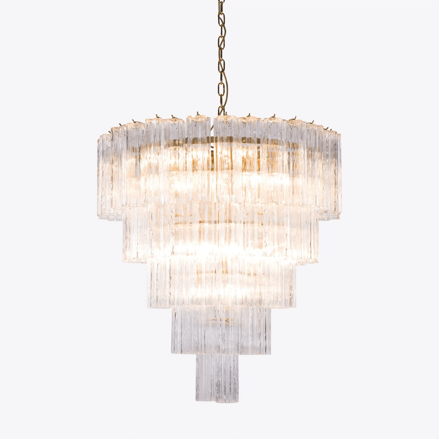 Aurora Chandelier Five Tier Fluted Glass Grande Mid Century - Neutralighting