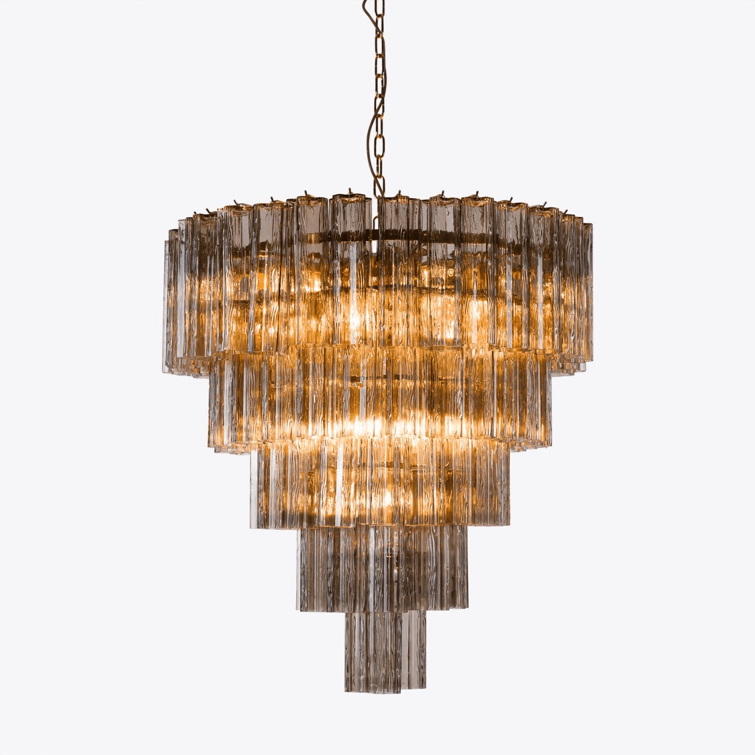 Aurora Chandelier Five Tier Fluted Glass Grande Mid Century - Neutralighting