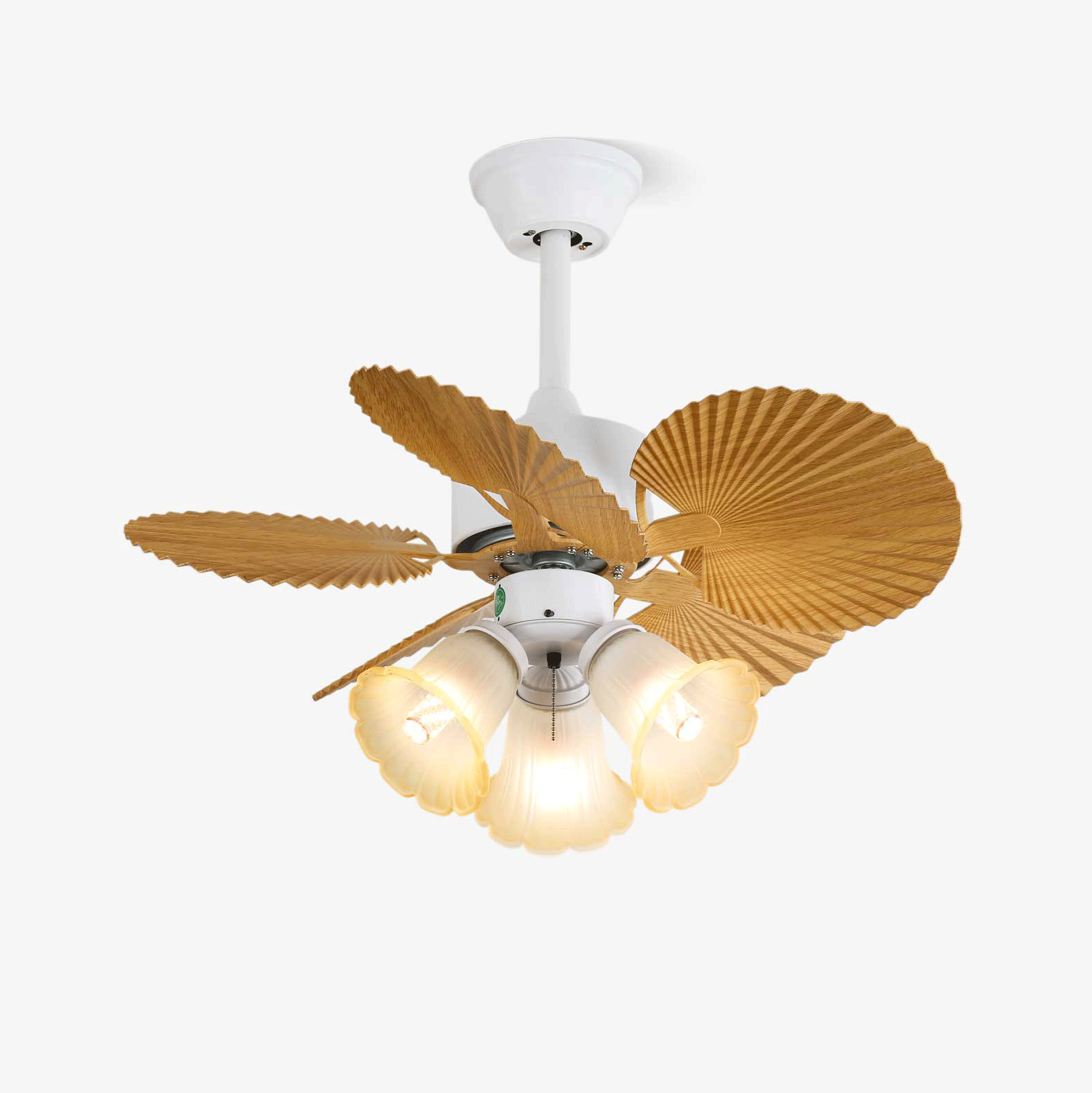 Ventilatore da soffitto Aurelia Vintage con luce in legno e vetro, con pale e luce
