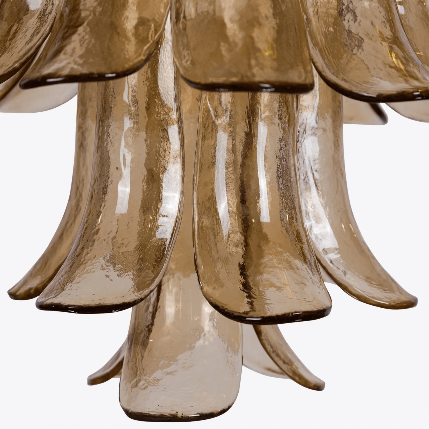 Aurora Chandelier Amber Murano Glass Petal Mid Century - Blowlighting