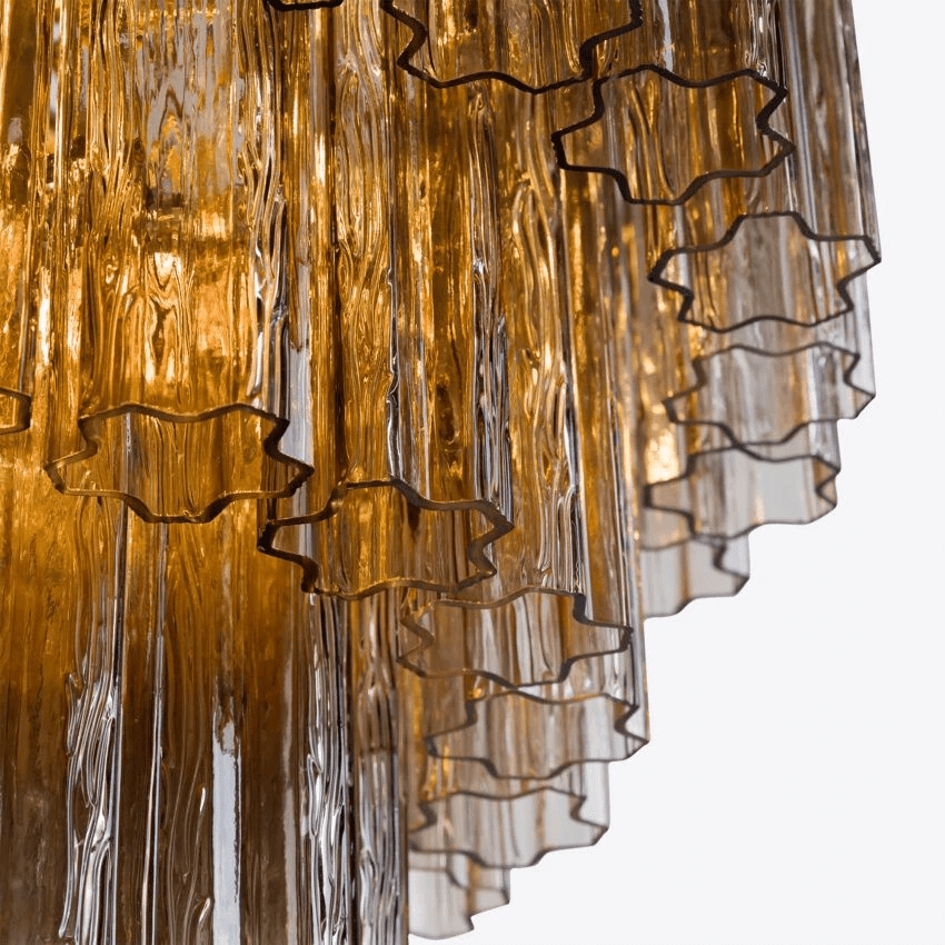 Aurora Chandelier Five Tier Fluted Glass Tube Mid Century - Neutralighting