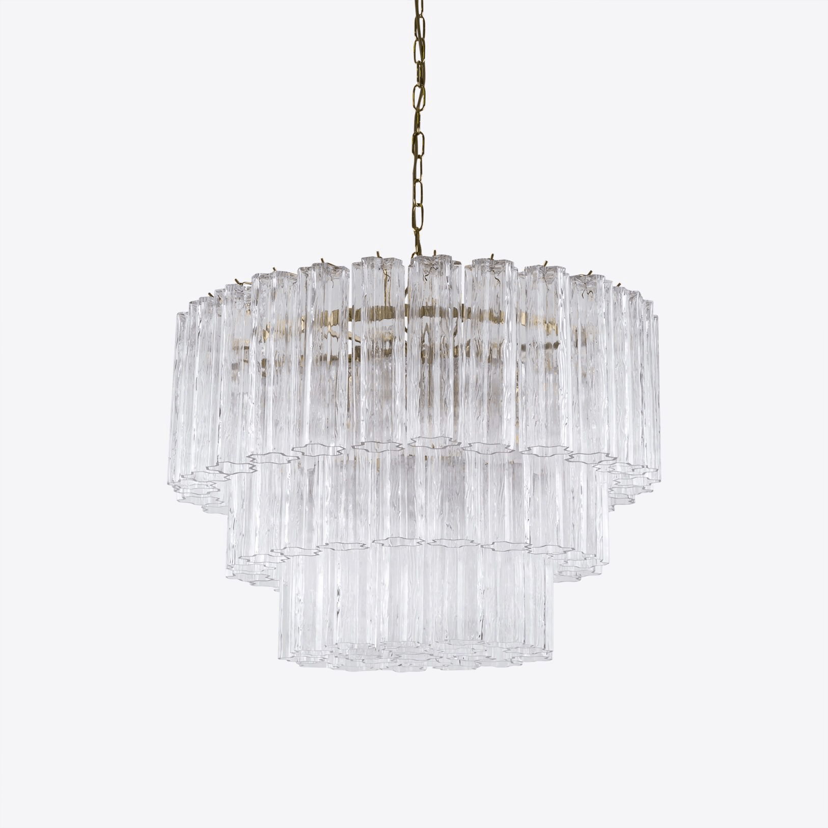 Aurora Chandelier Five Tier Fluted Glass Tube Mid Century - Neutralighting