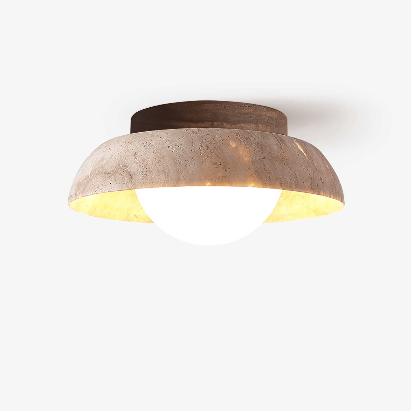 Ashaionis Disc-Dome Travertine Ceiling Light - Neutralighting