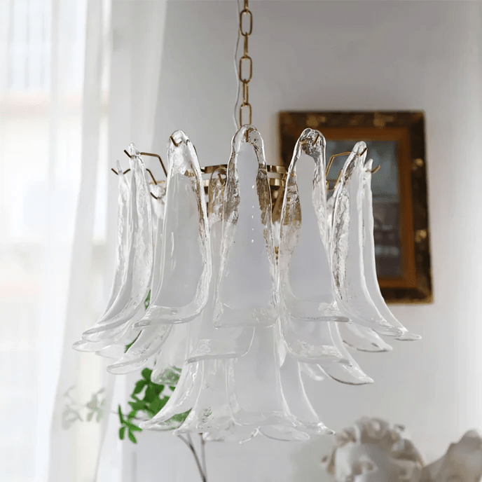 Aurora Chandelier Murano Glass Leaf Golden - Blowlighting