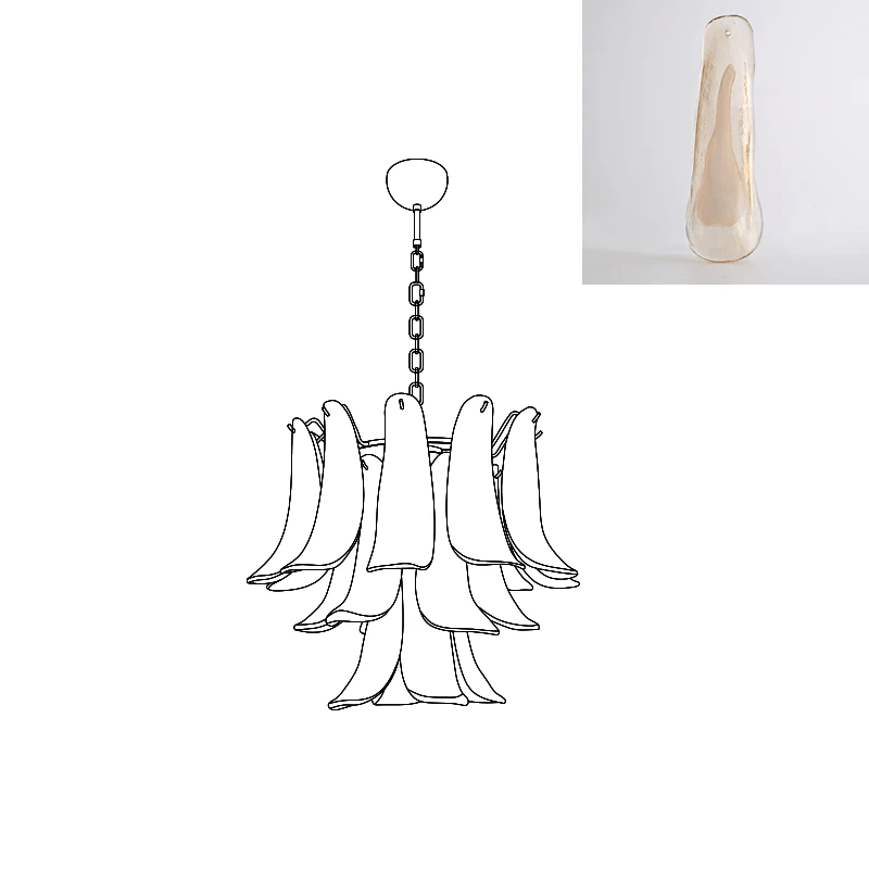 Aurora Chandelier Murano Glass Petals Vintage - Blowlighting