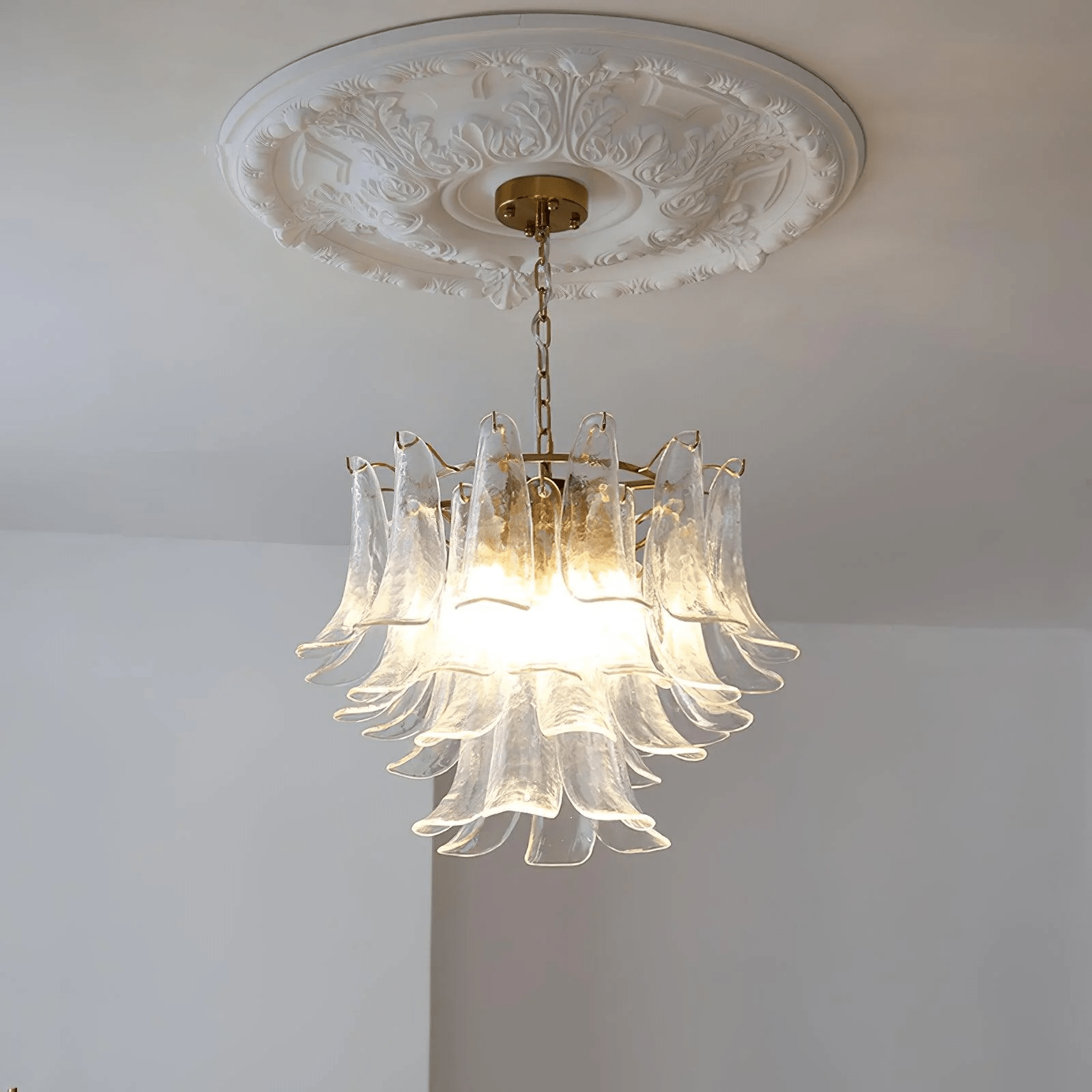 Aurora Chandelier Murano Glass Petals Vintage - Blowlighting