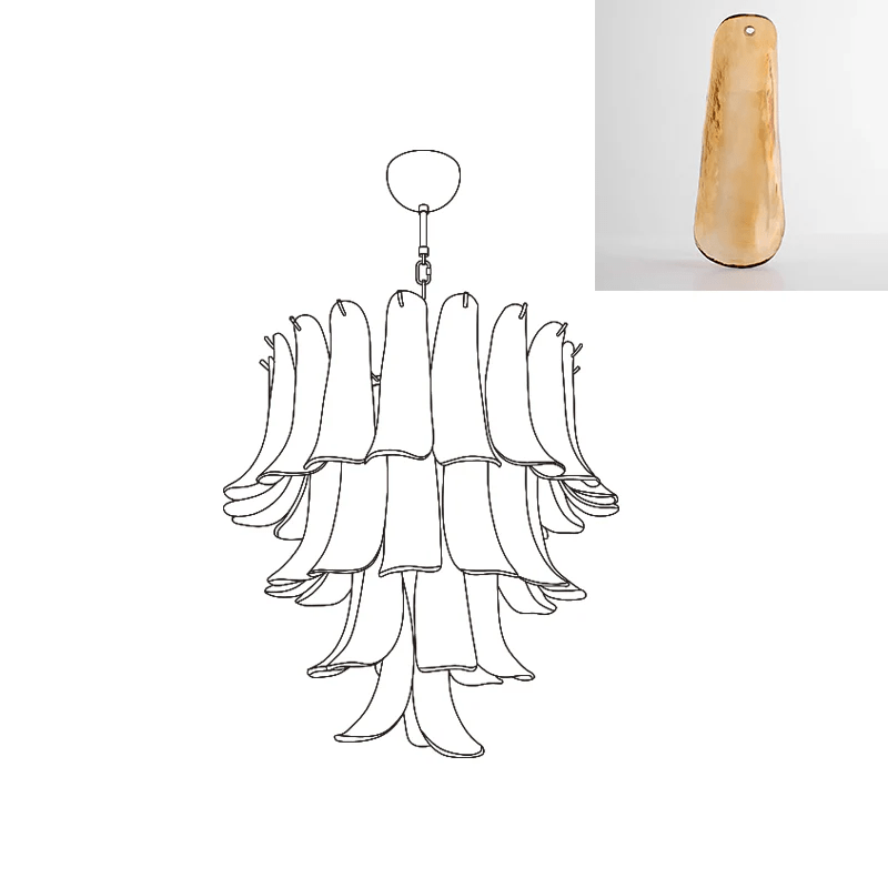 Aurora Chandelier Murano Glass Petals Vintage - Blowlighting