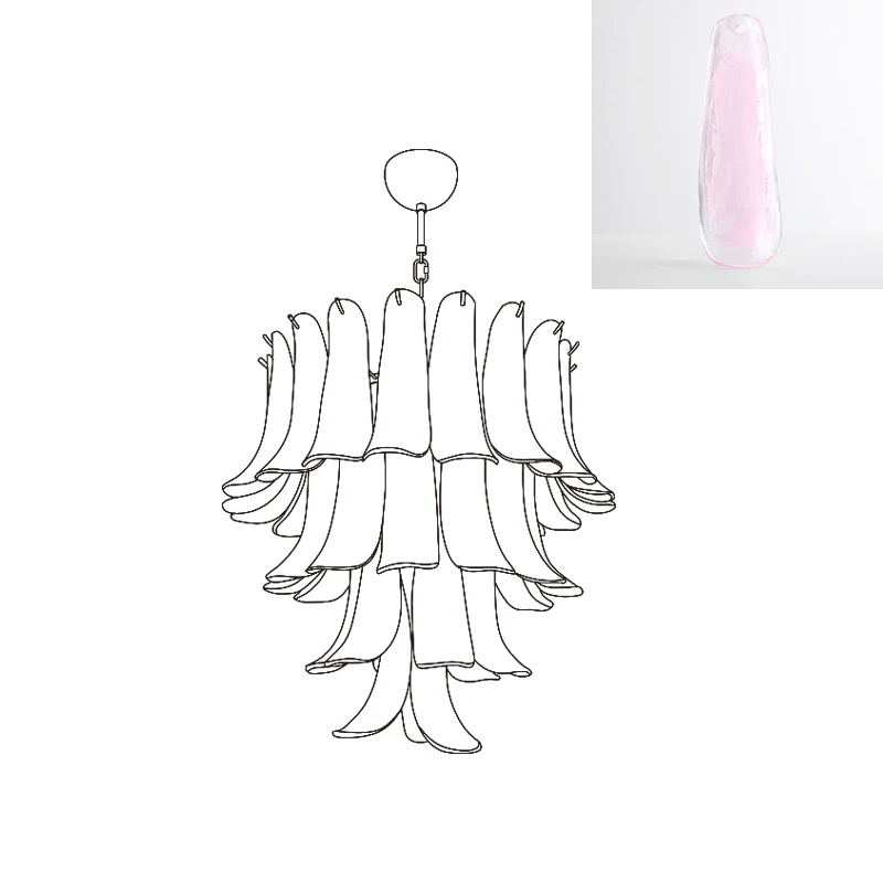 Aurora Chandelier Murano Glass Petals Vintage - Blowlighting