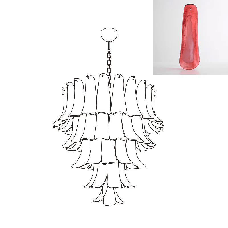 Aurora Chandelier Murano Glass Petals Vintage - Blowlighting