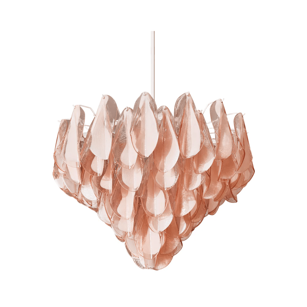 Aurora Chandelier Amber Murano Glass Oval Drops Layered - Neutralighting