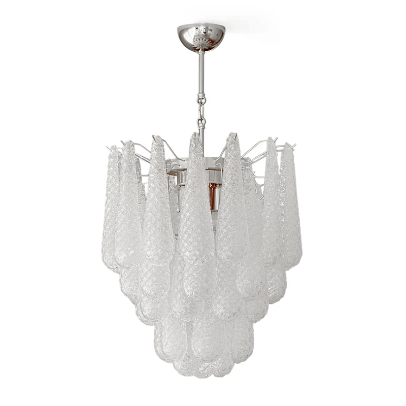 Aurora Chandelier Murano Glass Drops Frosted Teardrop - Neutralighting
