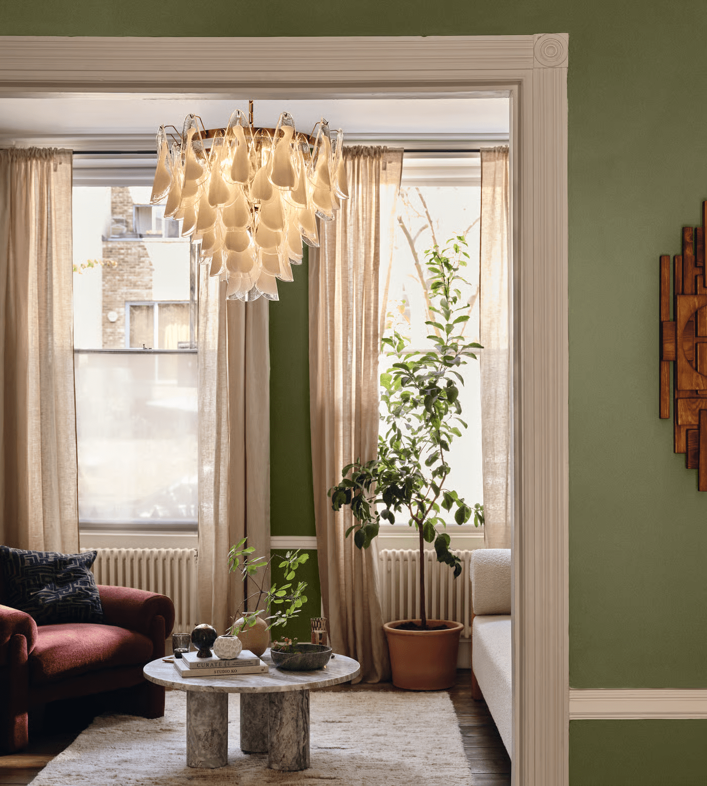 Aurora Chandelier White Leaf Glass Layered Modern - Neutralighting