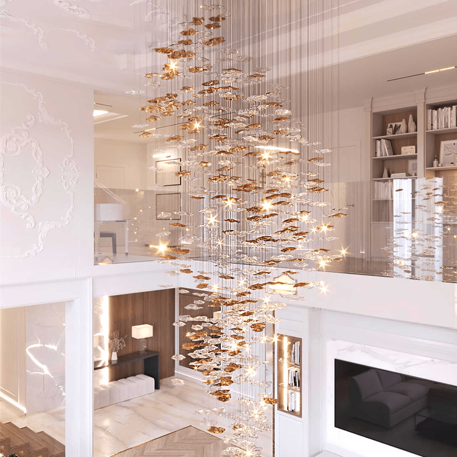 Nephele Crystal Leaf Chandelier - Blowlighting