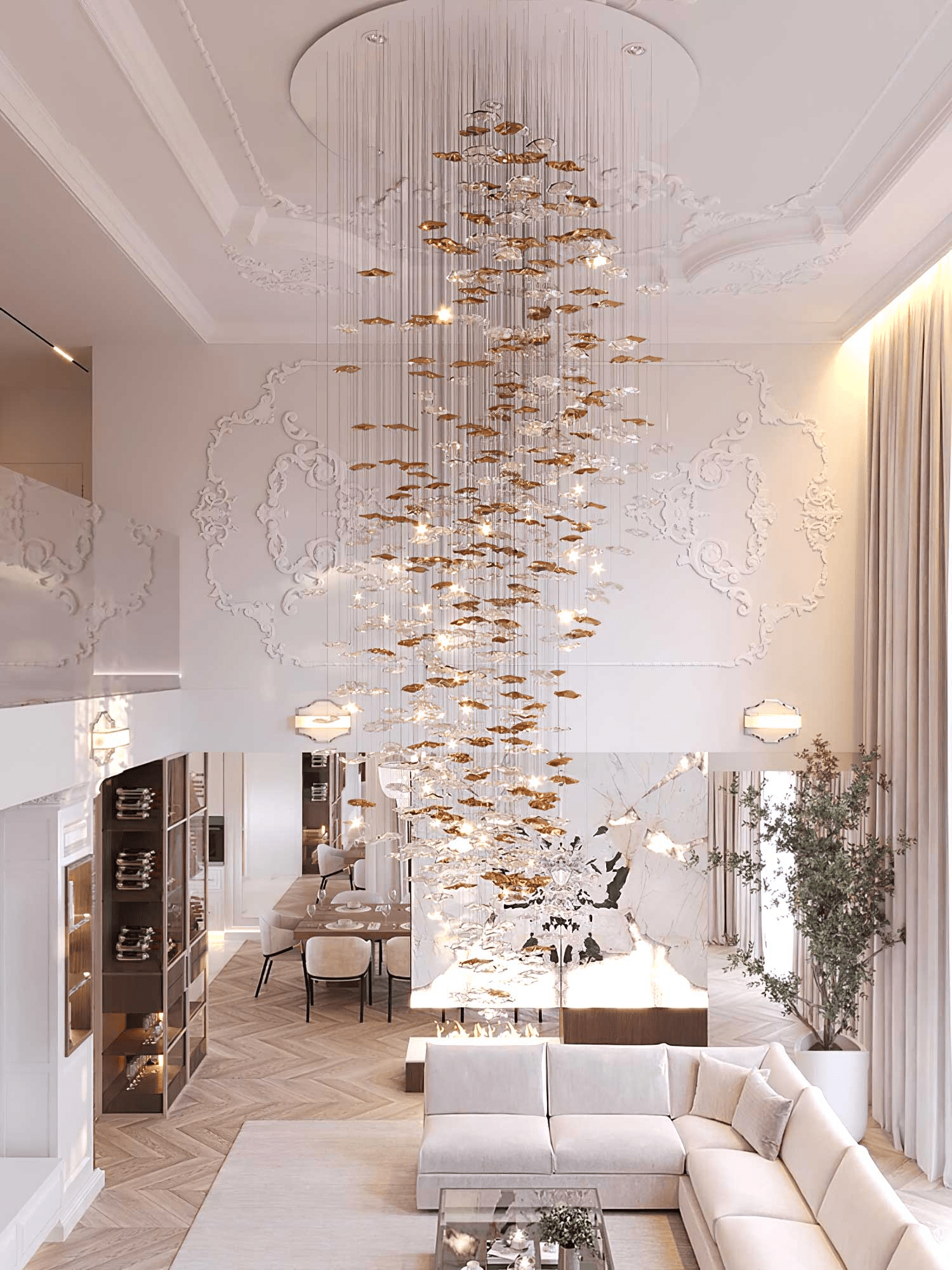 Nephele Crystal Leaf Chandelier - Blowlighting