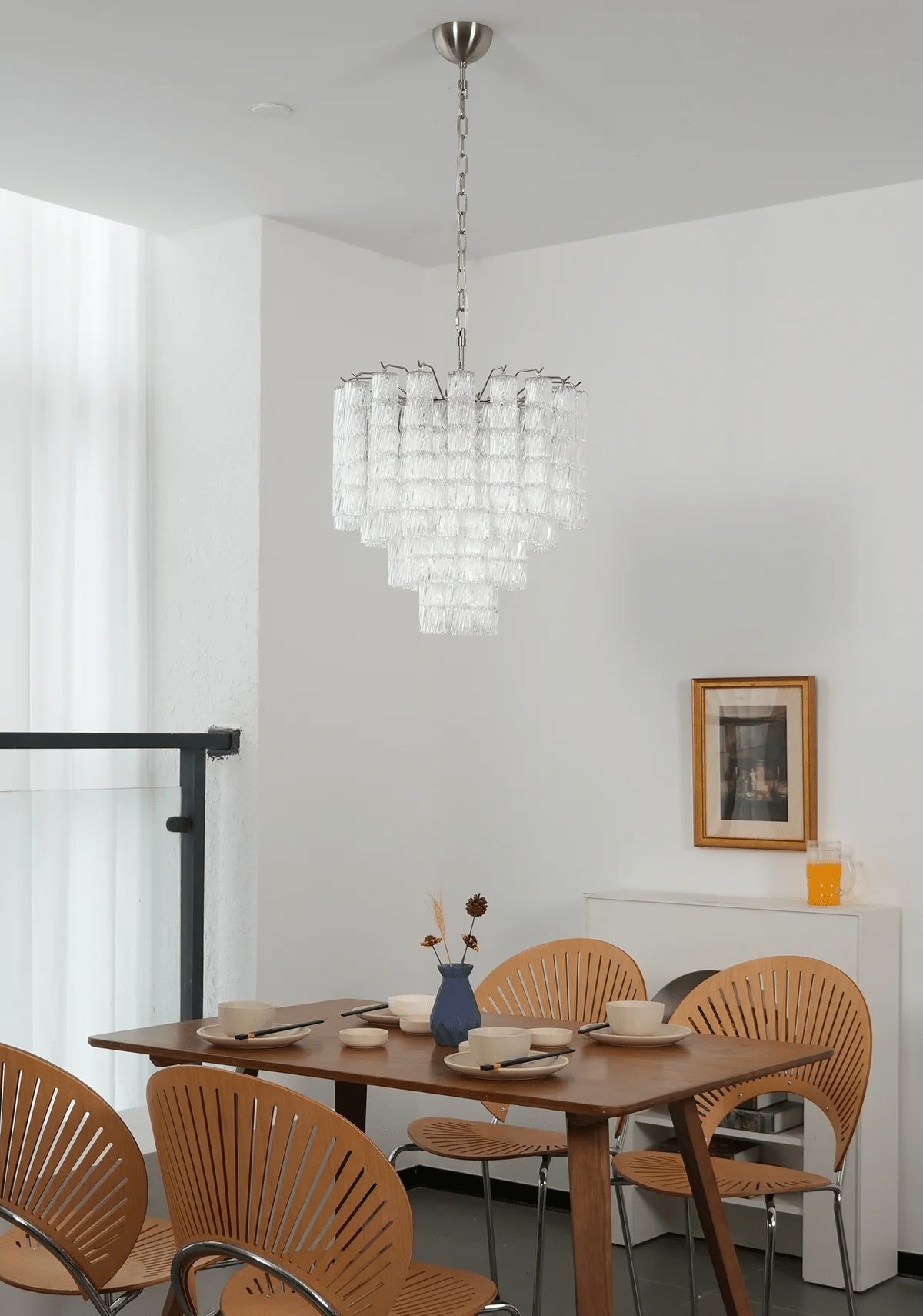 Aurora Chandelier Murano Glass Tiered Cascading Waves - Neutralighting