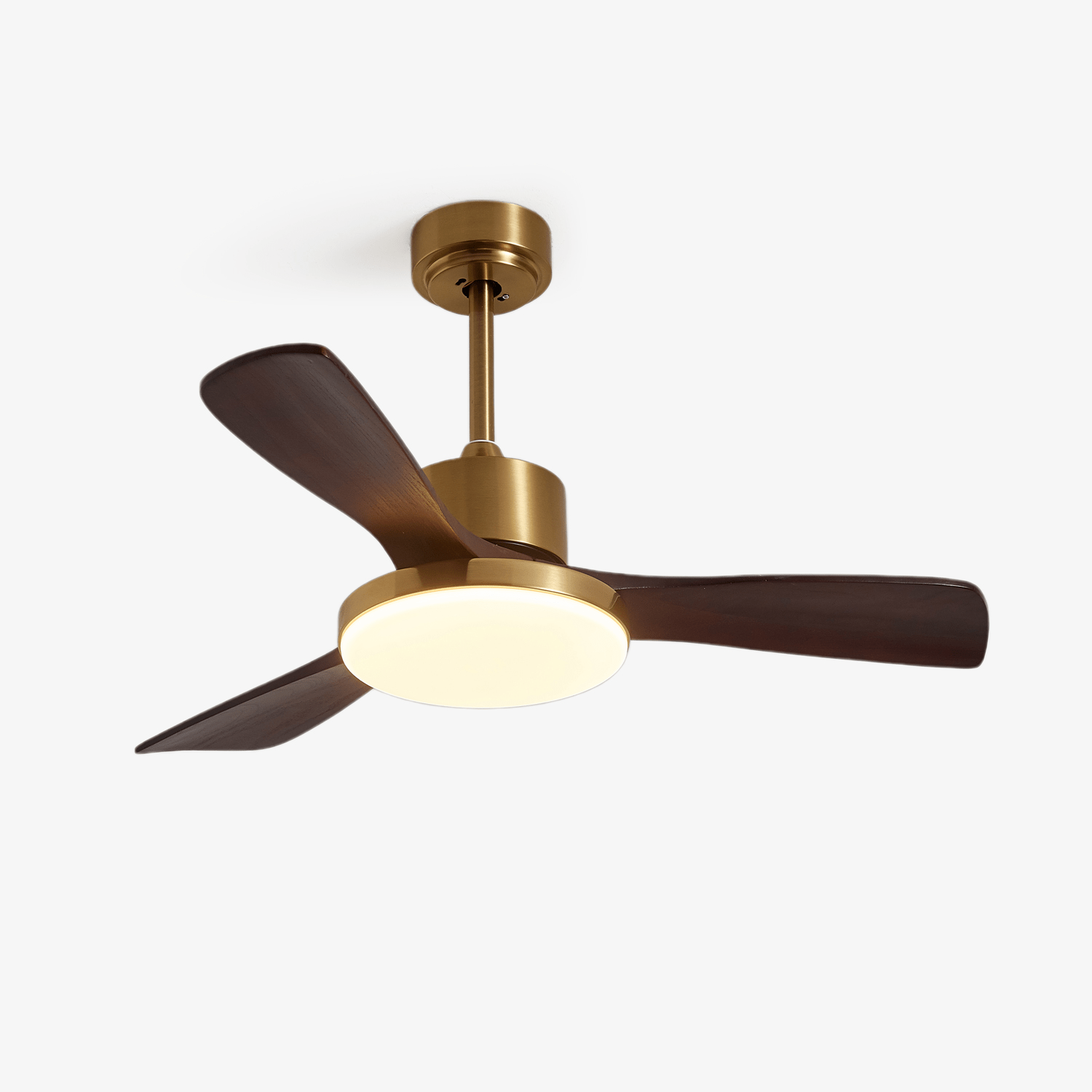 Ventilatore da soffitto moderno Xen in legno con luce, vista d'insieme