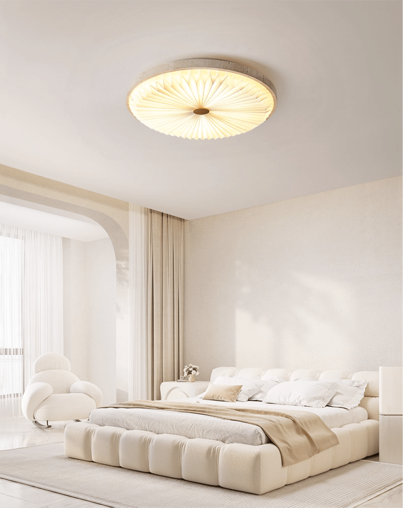 Ciloraris Textured Travertine Ceiling Light - Neutralighting