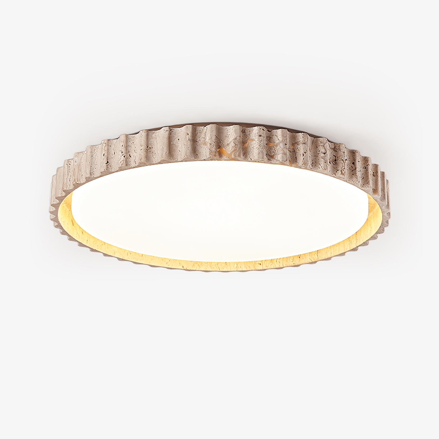 Ornorus Fluted Ring Travertine Ceiling Light - Neutralighting