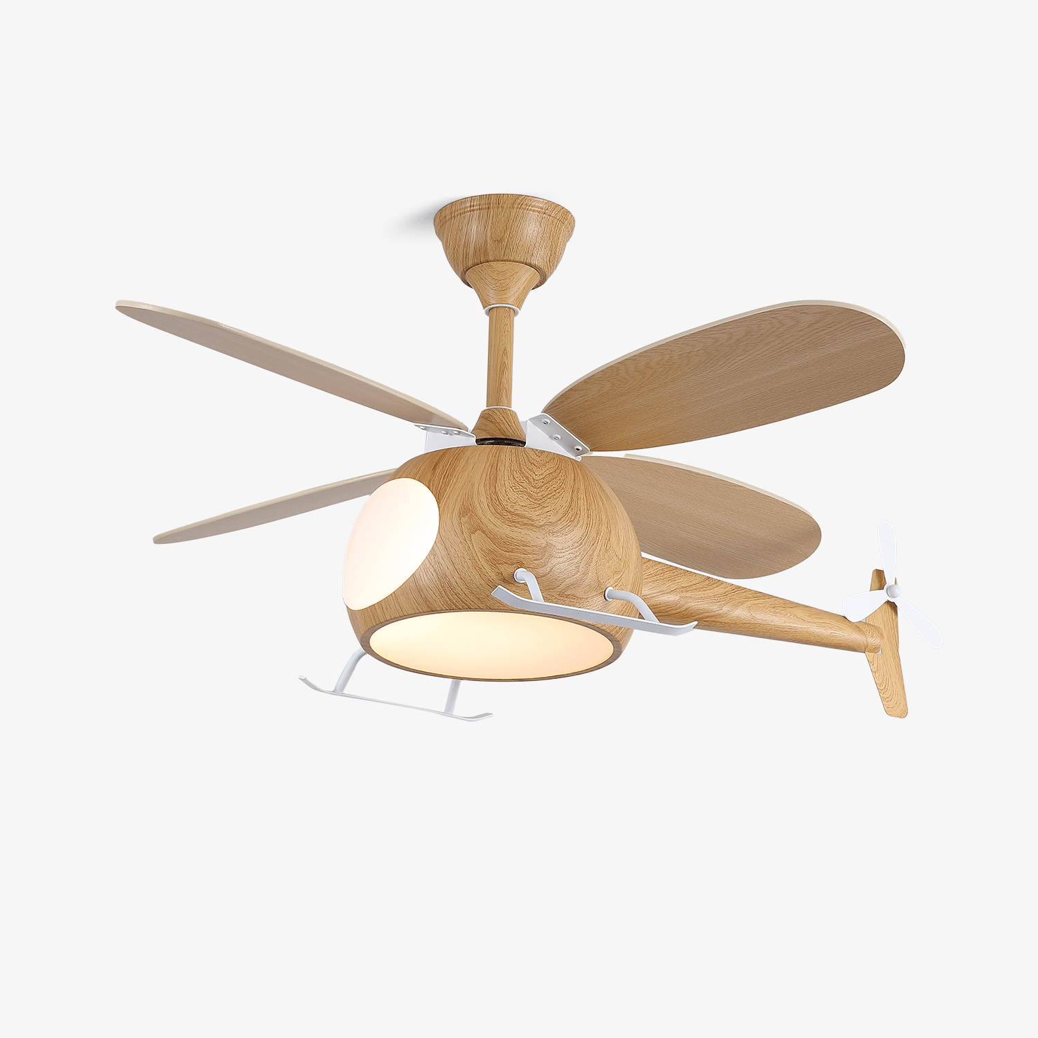Ventilatore da soffitto moderno in legno Aviara con luce, finitura Noce