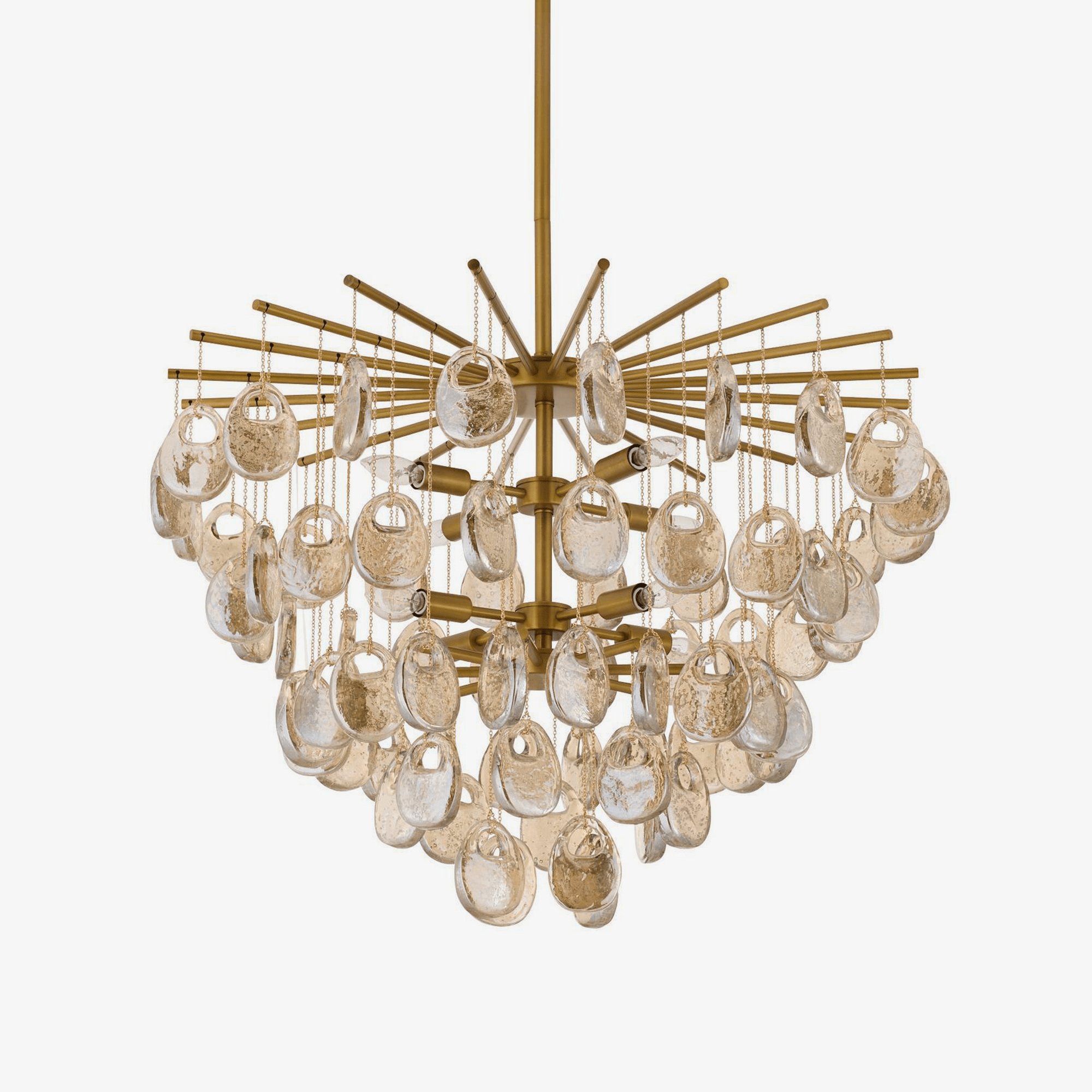 Aurora Chandelier Amber Seedy Glass Drop Antique Brass - Neutralighting