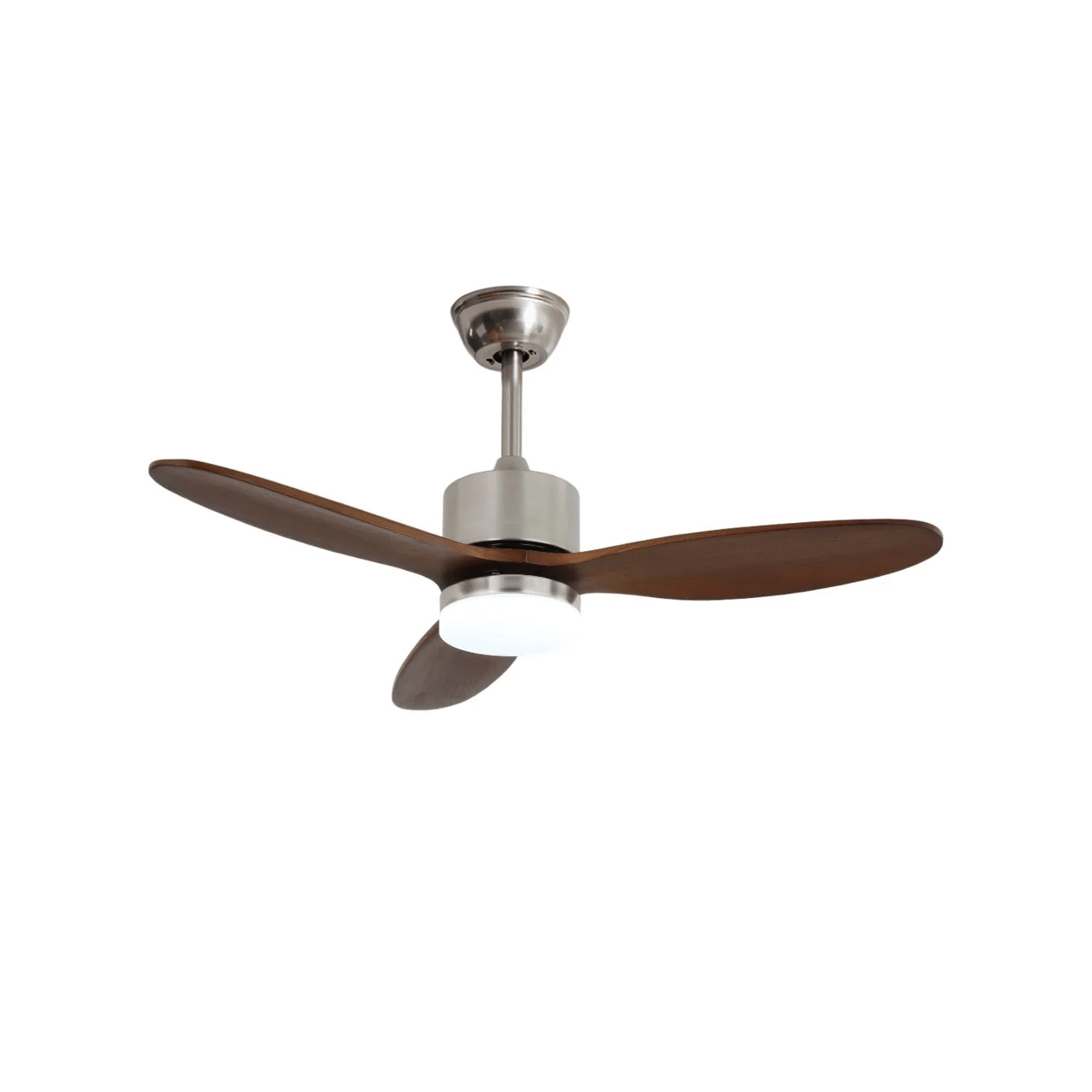 Plafoniera Ventilatore HushGlow che mostra i dettagli di installazione per soffitti inclinati.