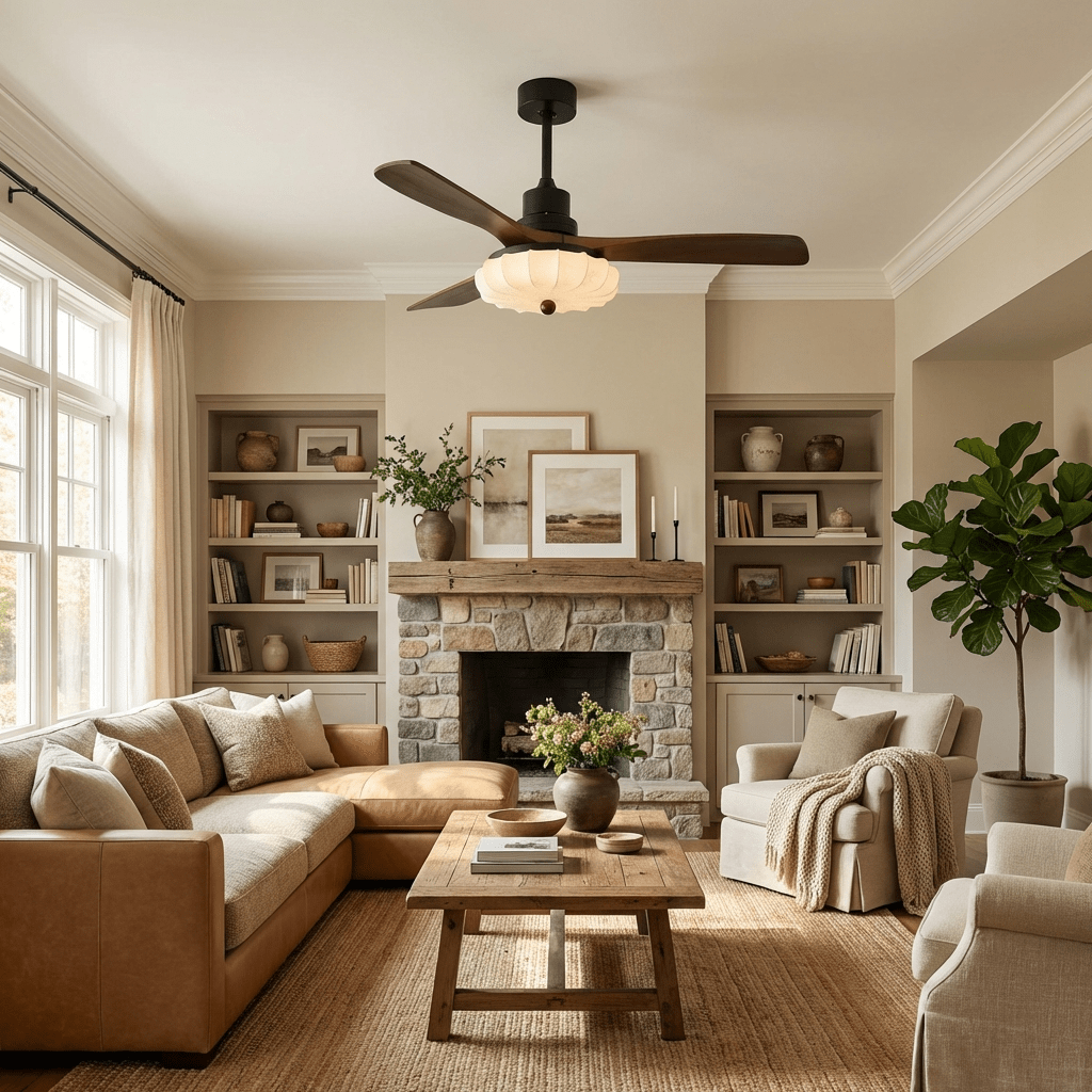 Ventilatore da Soffitto con Luce Jasper Bloom in configurazione a montaggio a filo