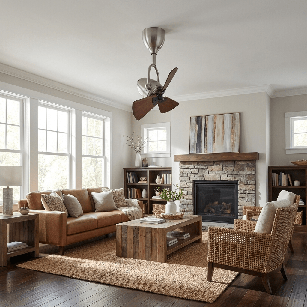 Ventilatore da soffitto articolato Orville con finitura Nichel