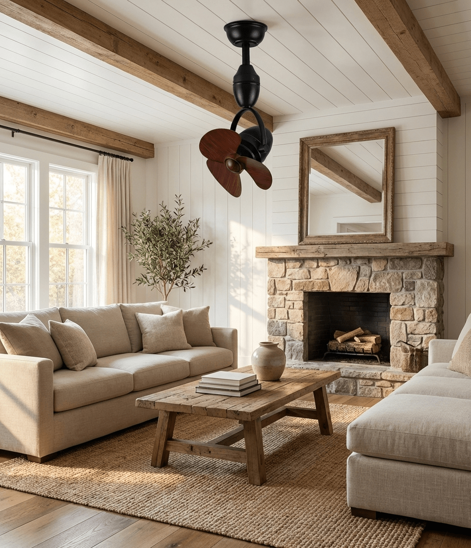 Ventilatore da soffitto Blake Retro Pivot con finitura Nera