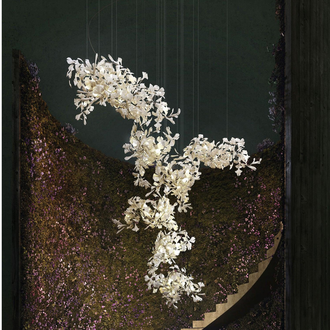 Olivia Design Bellissimo LED Lampade a Sospensione Irregolare Ginkgo Biloba Metallo Ceramico Soggiorno