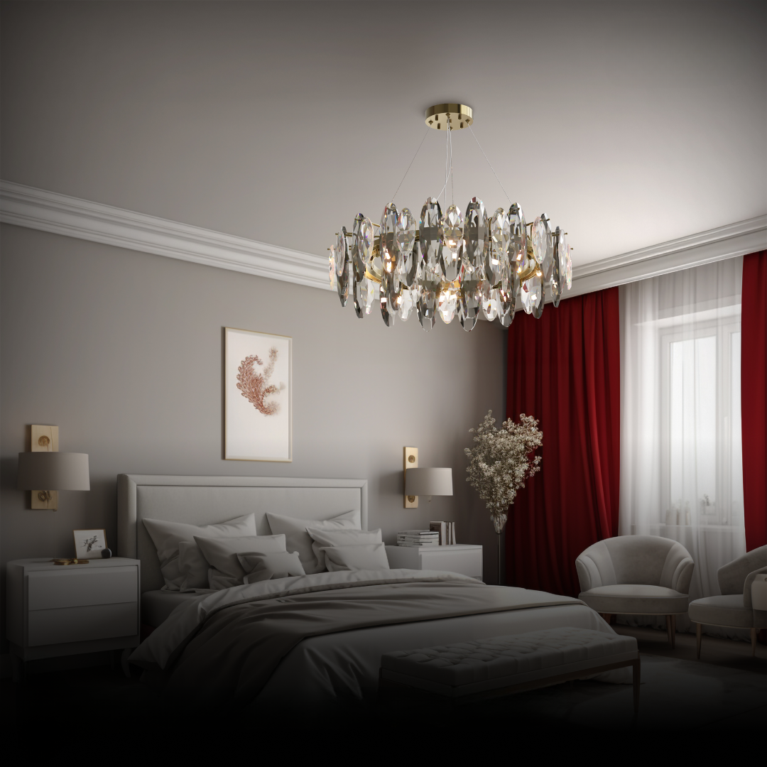 Kristy Cristallo LED Vetro/Metallo Lampadari Ellittica Oro Soggiorno