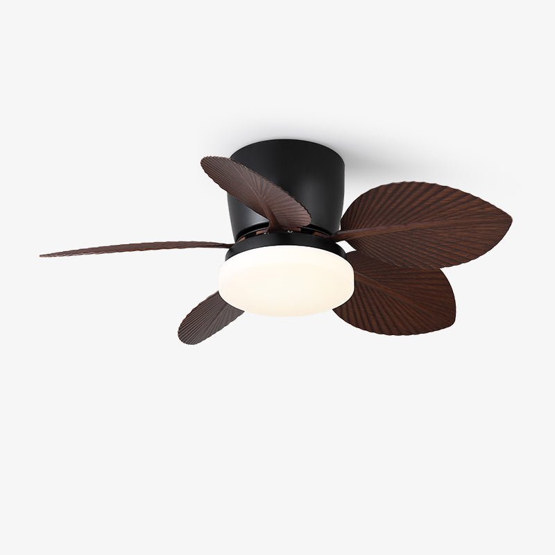 Ventilatore da soffitto con luce Qilv Breeze nei colori noce e nero