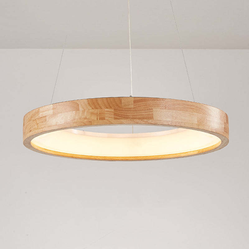 Muto Lampade a Sospensione Legno Bianco/Oro Anello Soggiorno Moderne